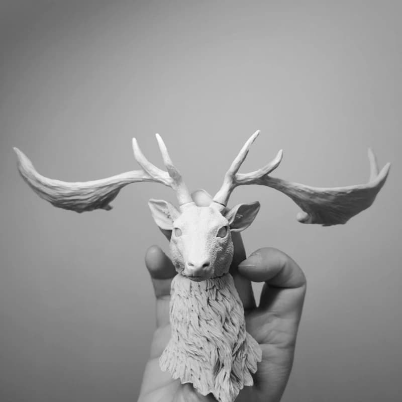 Modello di scultura in resina pressofusa in scala 1/6, testa di cervo, adatto per action figure da 12 pollici, non assemblato, non verniciato