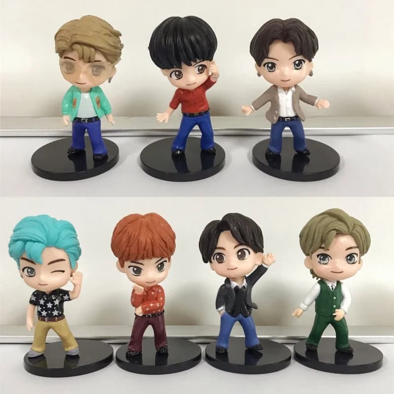 Set di 7 Action Figure, Modellini Giocattolo Rm Jin Suga Jhope Jimin V Jungkook, Statuette Carine da Scrivania, Regalo per Fan