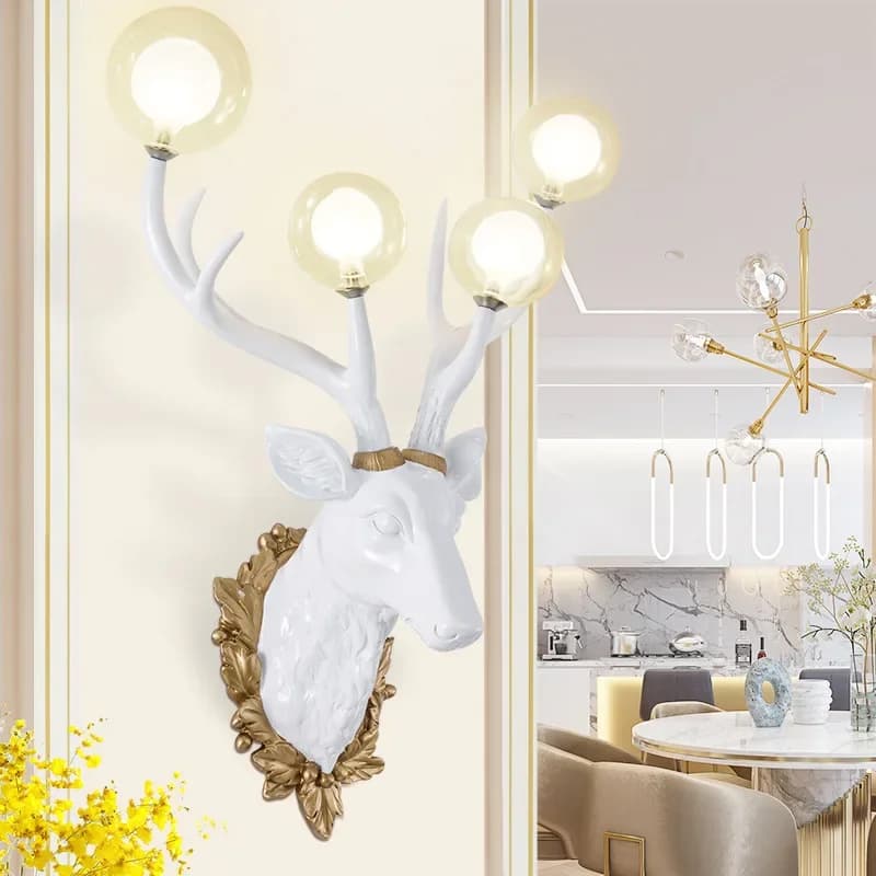 Lampada da parete con corna nordiche Lampada da parete moderna a LED con cervo per la decorazione domestica Soggiorno Camera da letto Bagno Apparecchio Specchio Luce di illuminazione