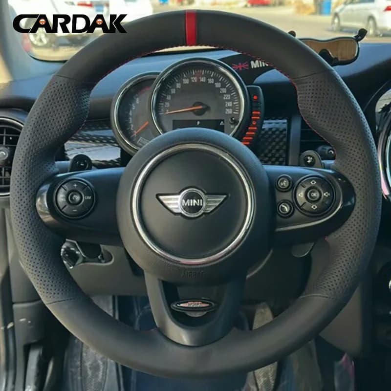 Coprivolante in pelle completamente nera per MINI JCW F56 Clubman Convertible Countryman 2014-2020
