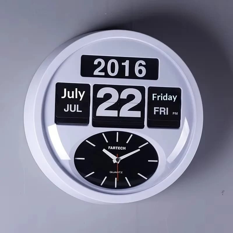 Fartech 32cm Plastic Page Turning Wall Clock Living Room Modern Simple Fashion Office Decoration Creative Elegant Office Wall