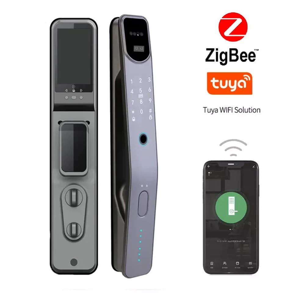 Serratura Intelligente Automatica Zigbee Tuya con Riconoscimento Facciale 3D, Wi-Fi e Modulo Biometrico per Impronte Digitali