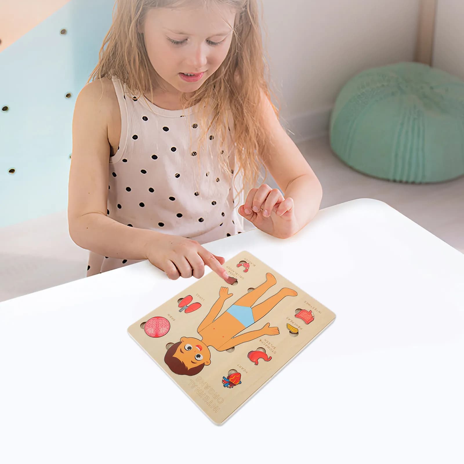Set Educativo di Puzzle in Legno dell'Anatomia Umana, Strumento Cognitivo per l'Apprendimento Precoce, Studio degli Organi del Corpo per l'Asilo