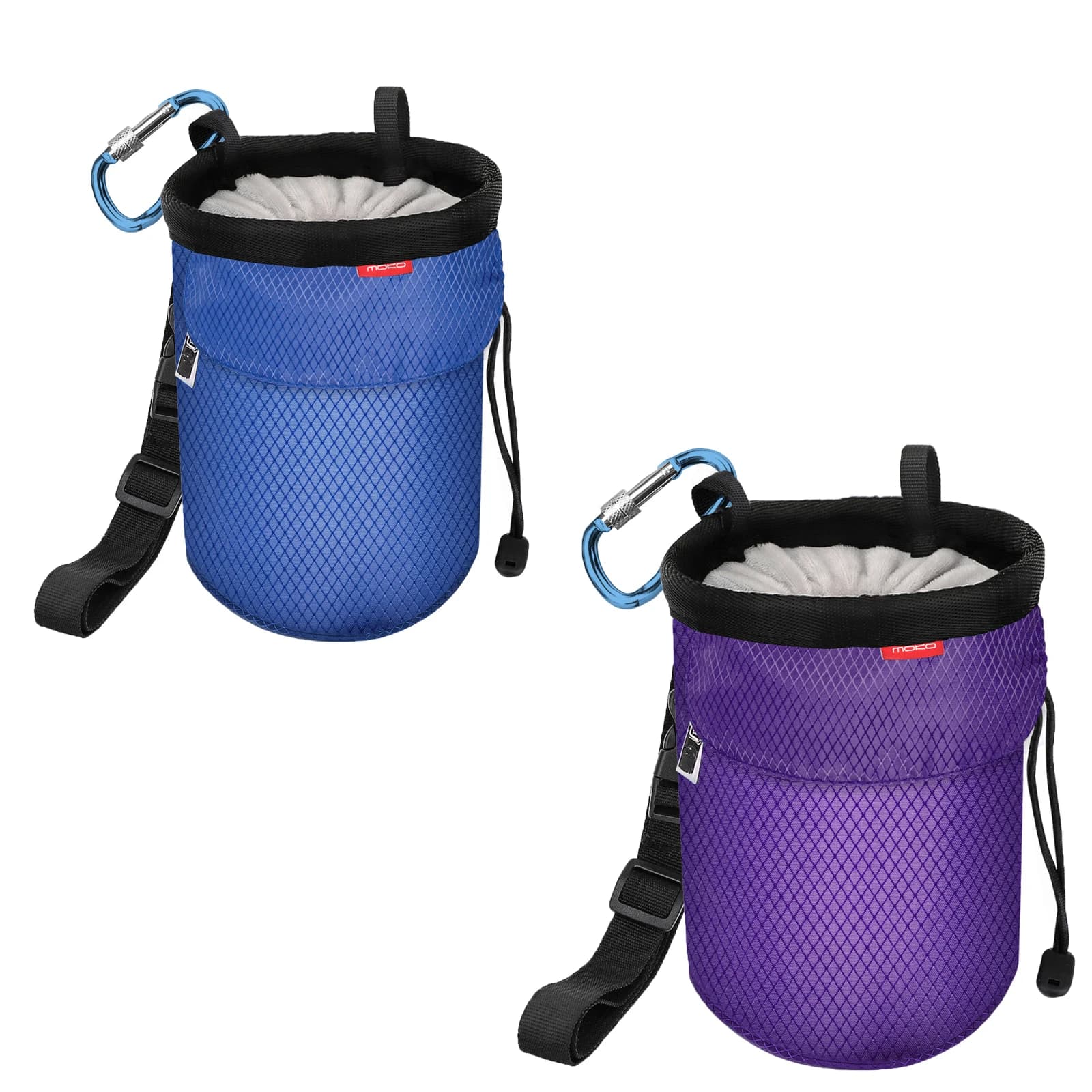 MoKo Borsa per gesso con coulisse Borsa per gesso per arrampicata su roccia Borsa per gesso Boulder Secchio con cintura regolabile e tasche con cerniera Moschettone