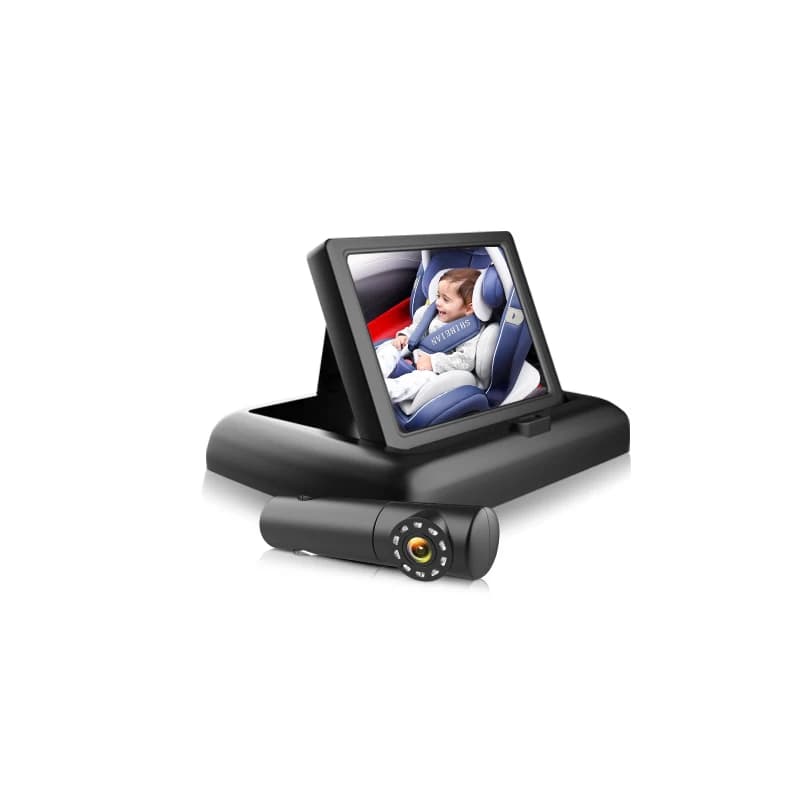 Telecamera per auto per bambini Monitor HD da 4,3 pollici Specchio per auto Infantile con retrovisione Visualizzazione completa Baby monitor per visione notturna chiara