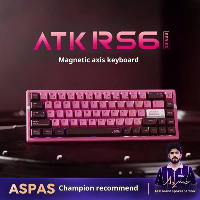 Autentico tastiera ad asse magnetico Atk Rs6 Tastiera per computer meccanica in alluminio professionale per giochi Esports Modalità singola di fascia alta