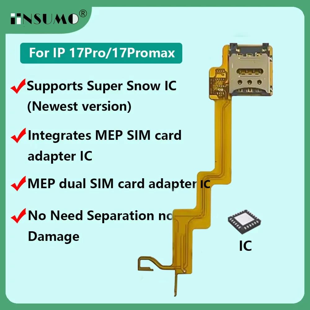 Versione americana da Esim a Sim Dual Card Flex Ca ‮ lb ‬ e Soluzione di integrazione MEP integrata Supporto Super Snow IC per iPhone 17 Pro Max