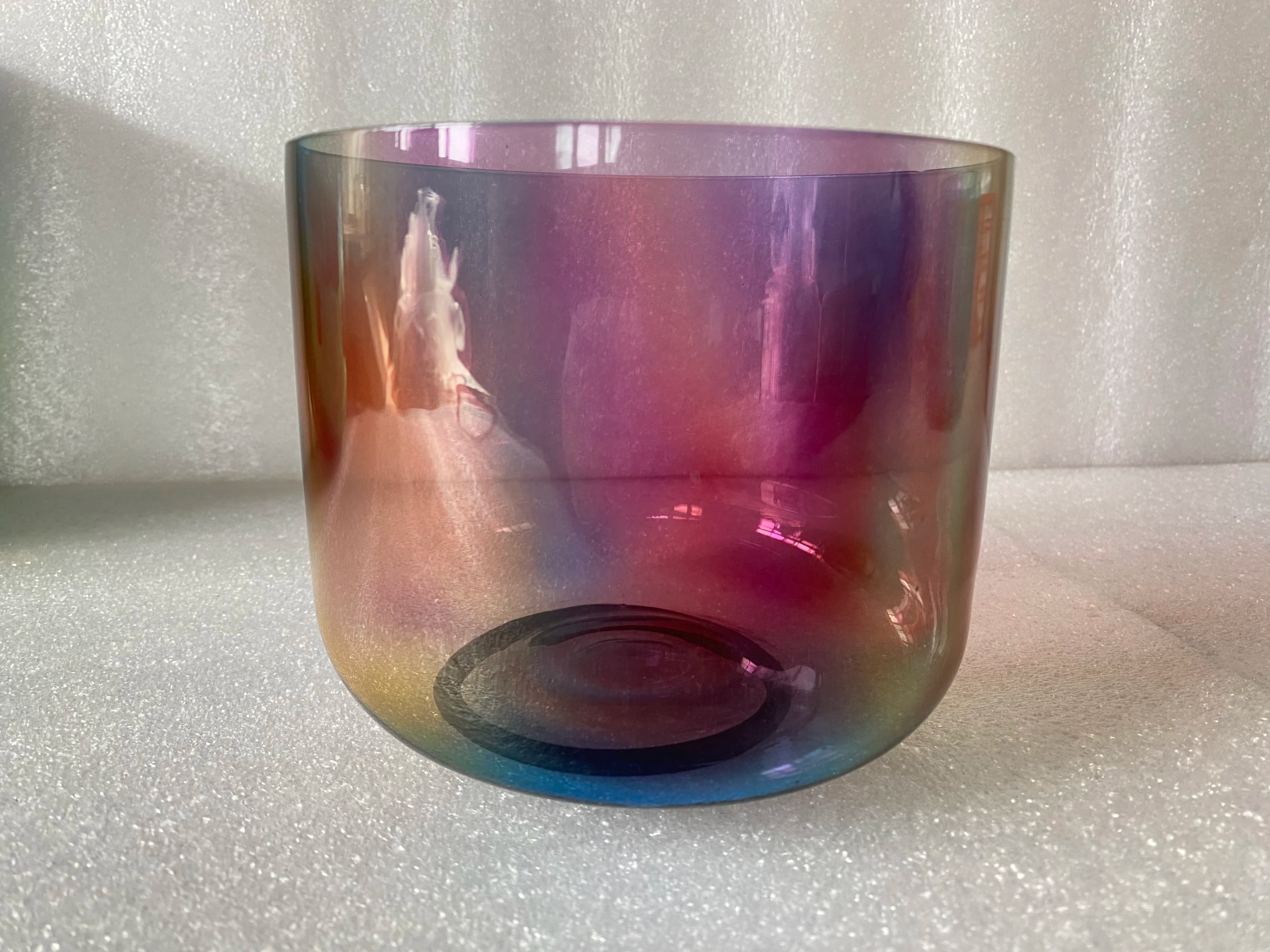 Crystal singing bowl light rainbow color 3rd octave perfect Pitch 432hz D note Sacral chakra or D# or E note Solar Plexus chakra