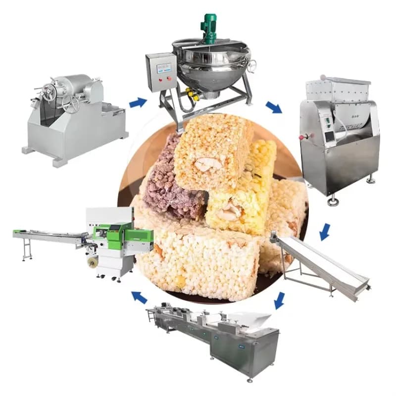 Linea di produzione completamente automatica del barretta di cereali proteici della macchina per torte di riso soffiato Krispie del riso
