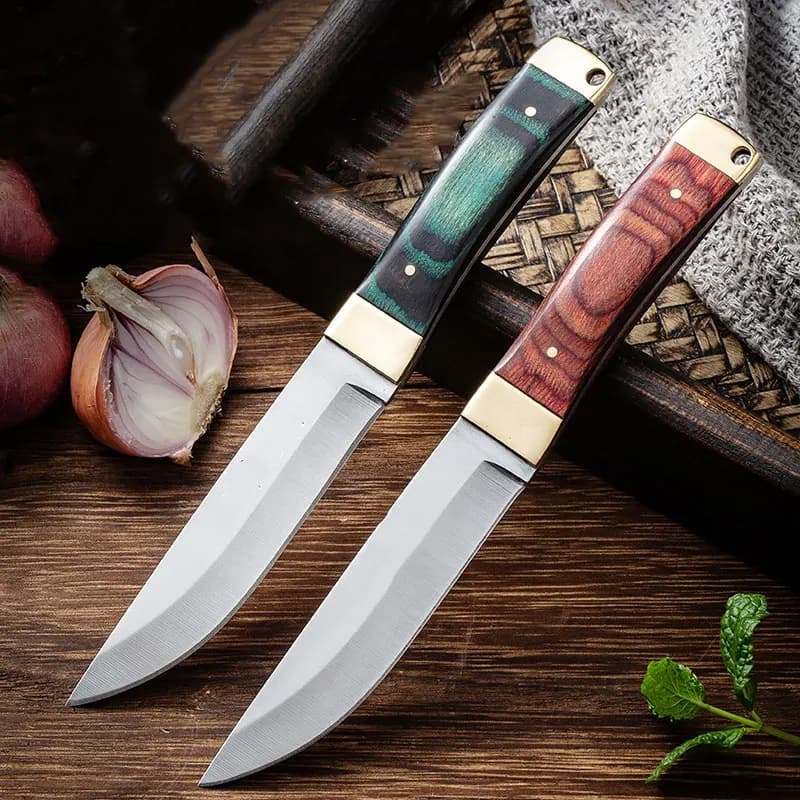 1 fruit knife, steak knife, pocket knife, colored wooden handle, for outdoor knives, kitchen supplies, kitchen gadget