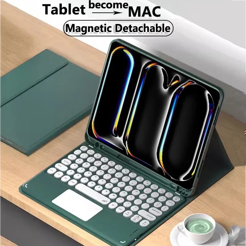 Tastiera con custodia per Smausng Galaxy Tab A11 2025 8,7 pollici SM-X133 X135 Folio Stand Tastiera touchpad wireless con slot per matita