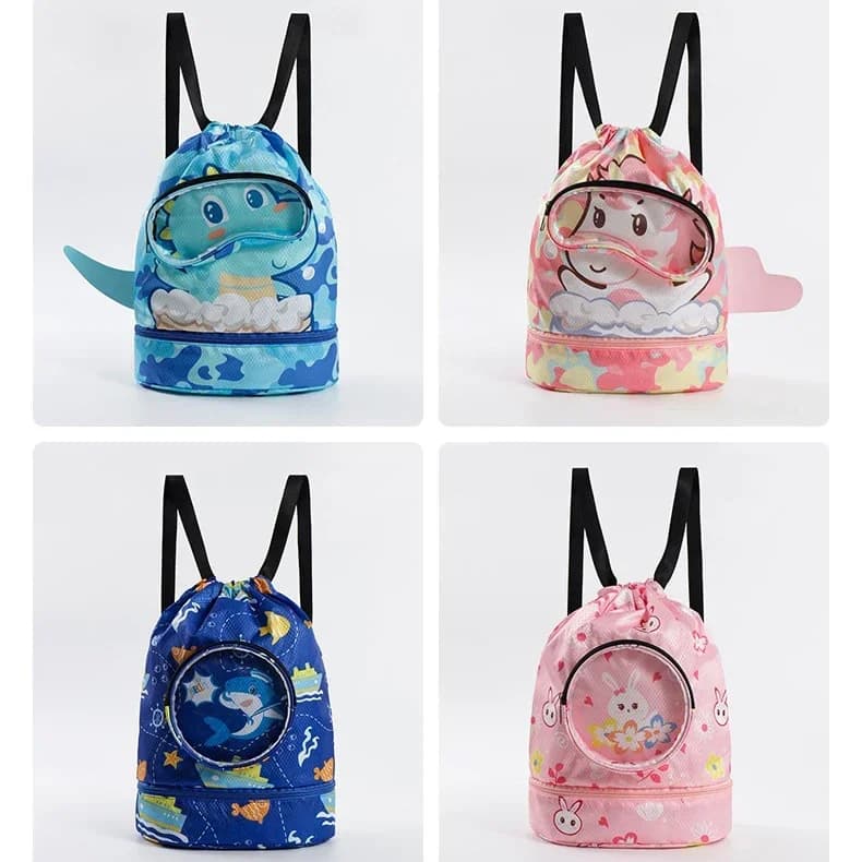 Swimming bag for children's cartoons Children's raincoat Women's clothes dry and wet with shoes Glass case Sports backpack for swimming pool