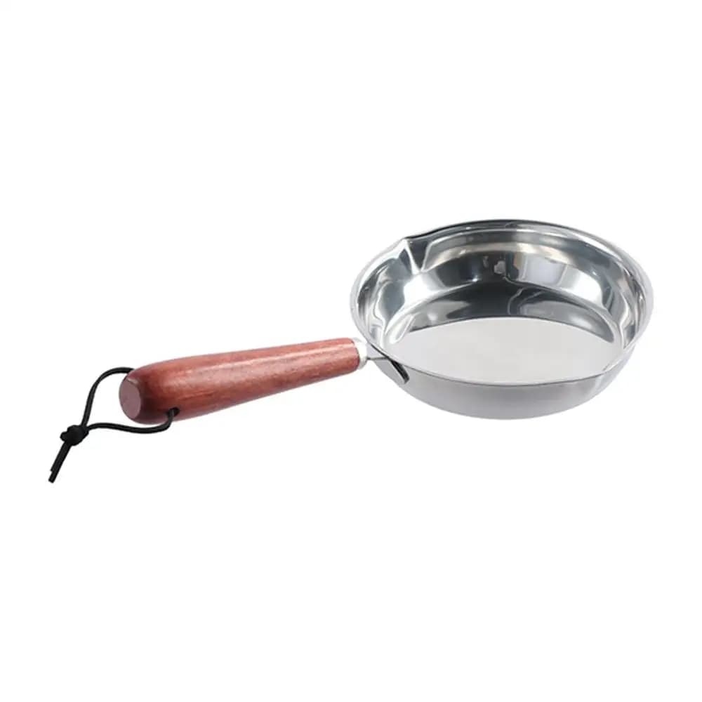 Padella Antiaderente in Acciaio Inox 304 con Fondo Piatto e Manico in Legno, 12/16cm, Piccola Padella per Omelette, Utensile da Cucina