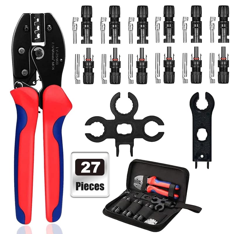 Kit di strumenti per pinze a crimpare solari per connettori elettrici per cavi MC4 pannello solare cavo fotovoltaico 6 connettori maschio femmina set di Termianls