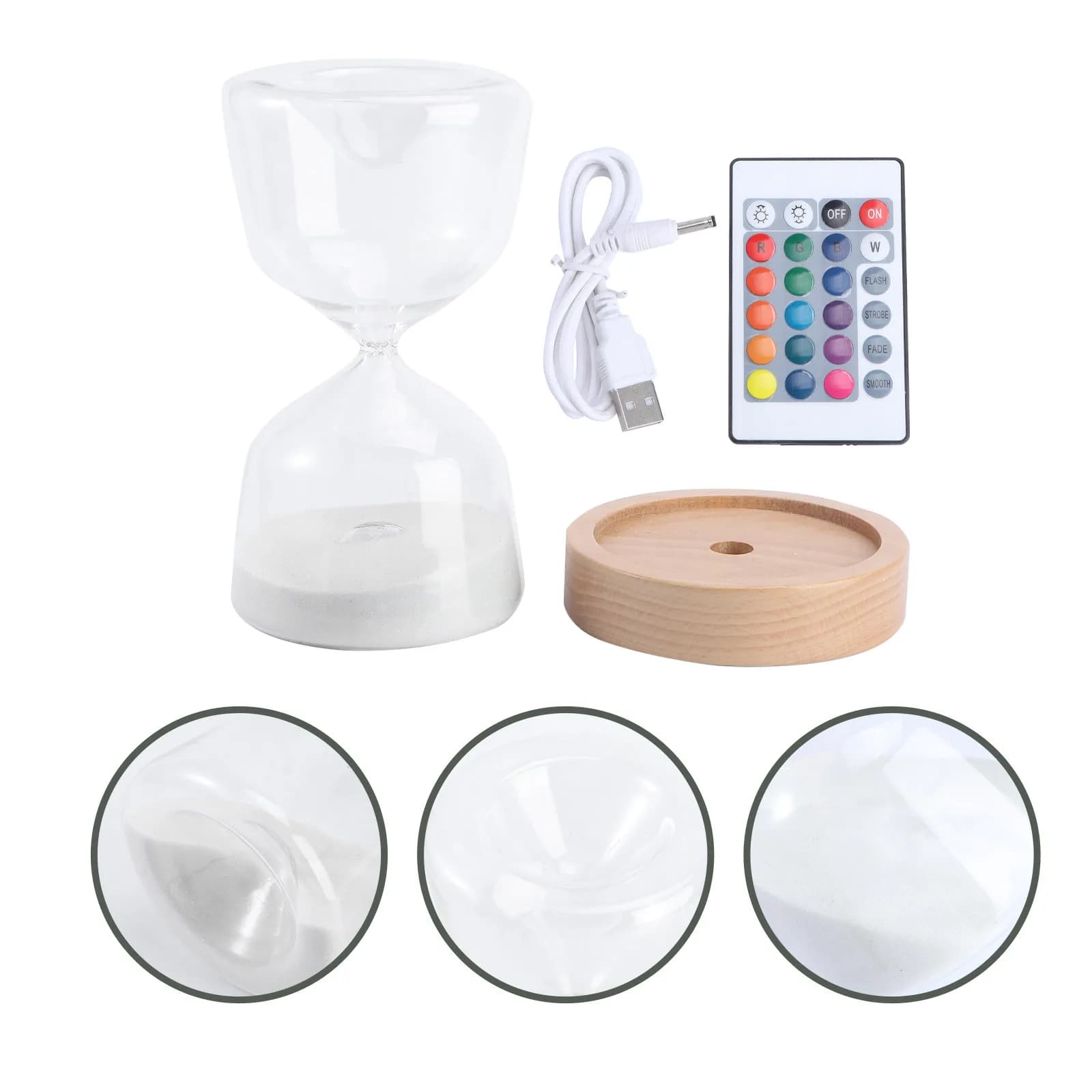 Set di 1 Lampada a LED Creativa a Forma di Clessidra con Sabbia Arcobaleno, Ricaricabile USB, per Camera da Letto, Corridoio, Scale, Cucina, Armadio, Campeggio