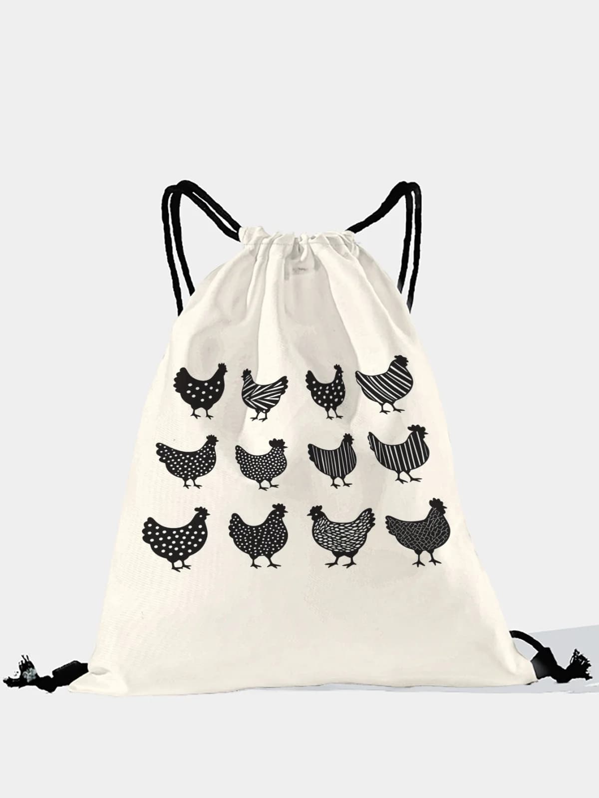 Zaino con coulisse con stampa di polli, borsa sportiva leggera per palestra, yoga, viaggi, scuola, shopping e uso quotidiano