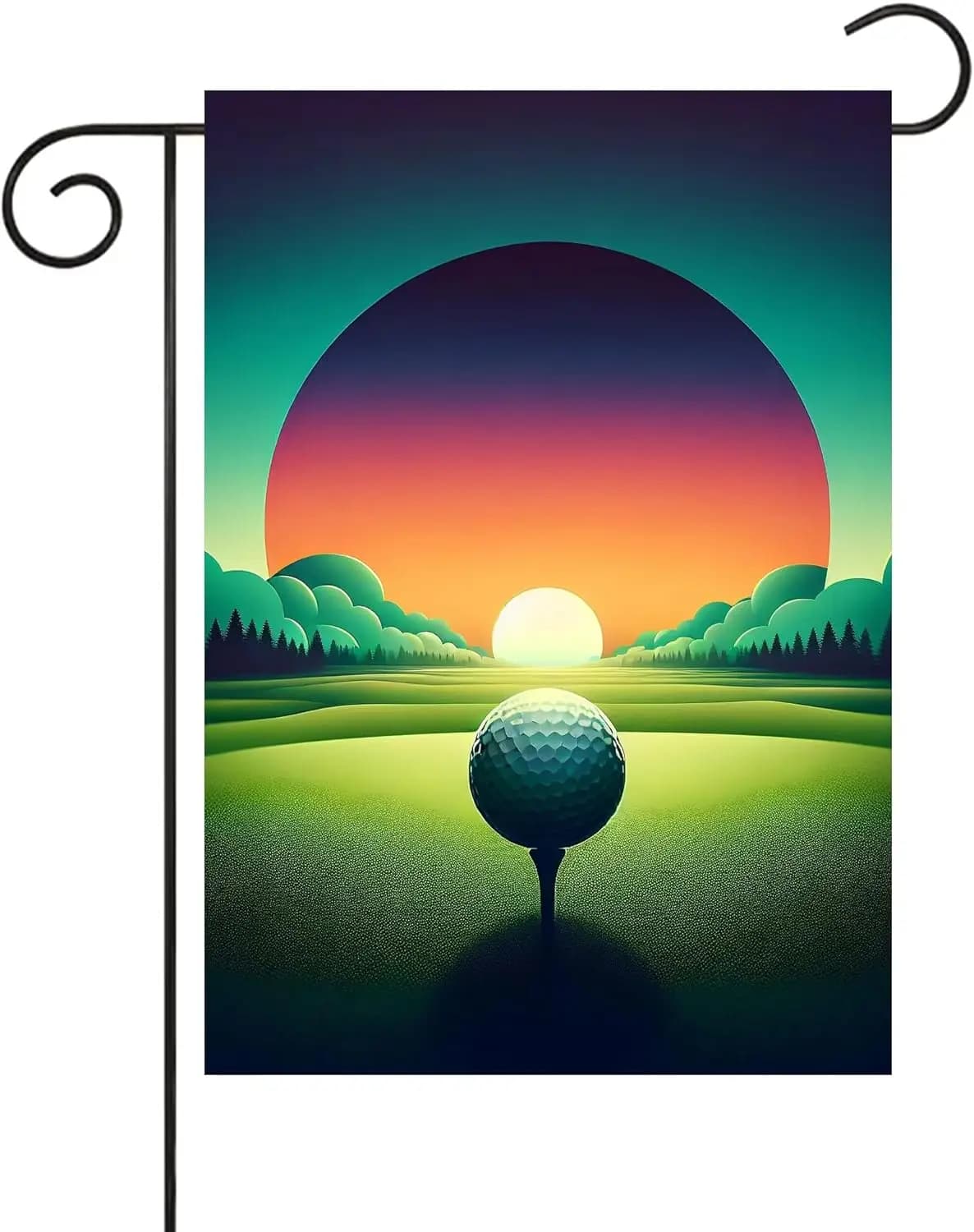 Sports Golf Ball Course Sunrise Mountain Landscape Garden Flag 12x18 Inch Small Vertical Double Sided Seasonal Outside Decor MMZ