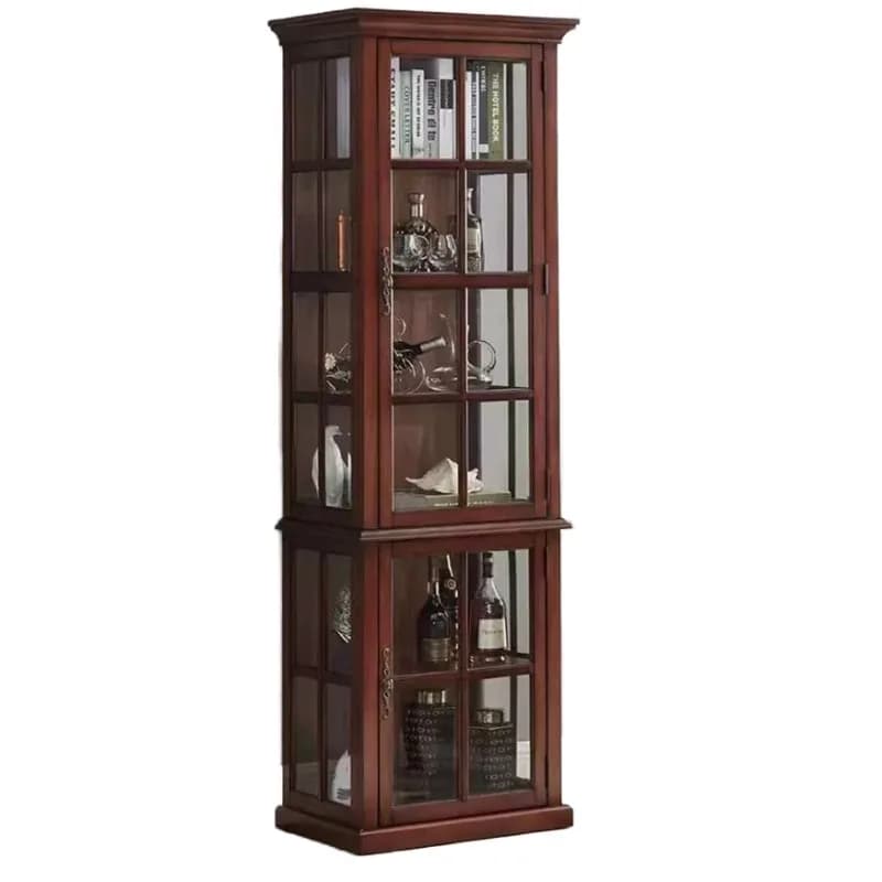 Mobile da pranzo in legno massello in stile europeo, armadietto da vino in stile design tradizionale, angolo del soggiorno, espositore in vetro, nuovi modelli