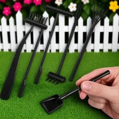 6Pcs Mini Zen Rake Tools Sand Smoothing Rake Set for Sandbox Art Therapy Desktop Garden Decoration Creative Stress Relief Tool