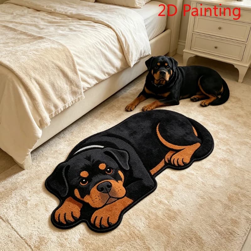 Dog Pattern Bedroom Decor Plush Carpet Animal Shapes Carpets for Living Room Thick Washable Study Floor Mat Home Fluffy Soft Rug