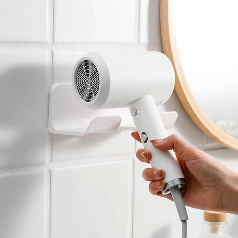 Wall-mounted hairdryer holder, crib holder, bathroom organizer rack, WC plate, fan, space saving accessories