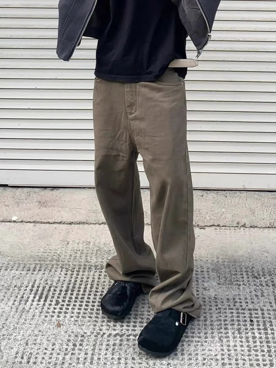 Retro American Sle Men's Jeans Straight Leg Waed Denim Loose Casual Pants Simple Sle Versatile Youth Trend Autumn Spring