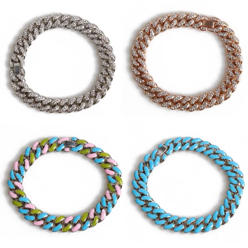 Collare per animali domestici con catena in strass in lega di zinco per cani e gatti, collana per animali domestici regolabile per cani di taglia piccola, media e grande