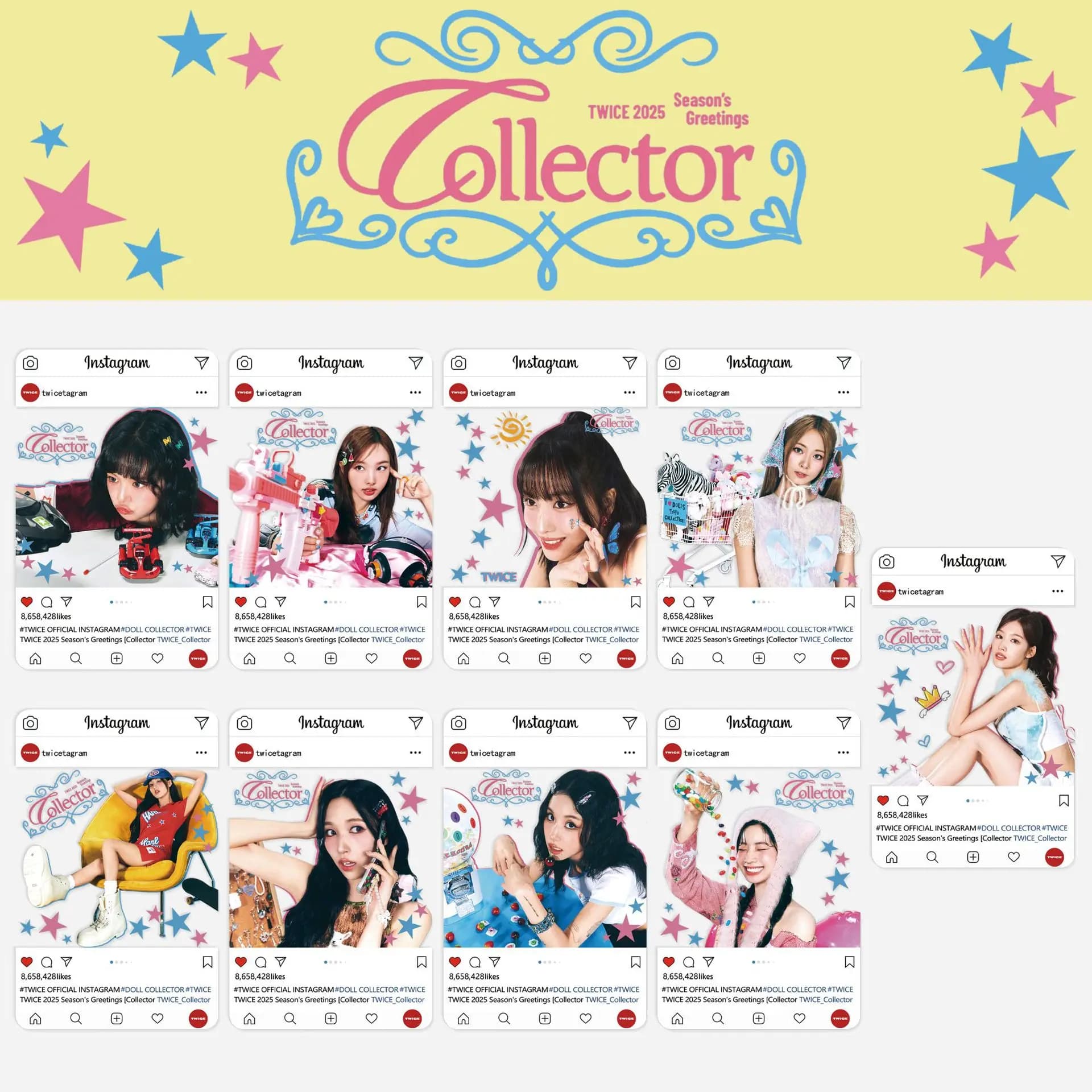 Carte Trasparenti Kpop Twice Edizione Limitata Stagione 2025 Set di 9 Pezzi in PVC Piccole Carte Merchandise per Fan Piccoli Regali per Halloween e Natale
