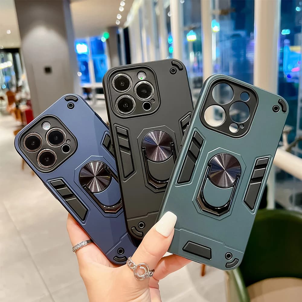 Magnetic Ring Kickstand Phone Case For Apple iPhone 17 16 15 14 13 12 11 Pro Anti-Drop Phone Cover Shockproof Protective Shell