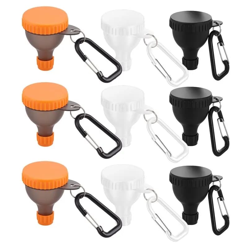 Set di imboccature per proteine in polvere ABFU-9Pcs, mini bottiglia portatile da 50 ml per proteine in polvere con moschettone e tappo rinforzato per allenamento e fitness