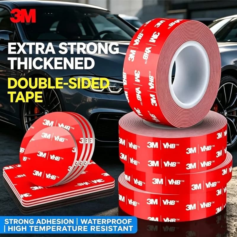 3M 5 Rolls VHB Double Sided Tape Strong Traceless High Adhesion Grey Automotive Tape For Car Ornaments Fixing High Temperature
