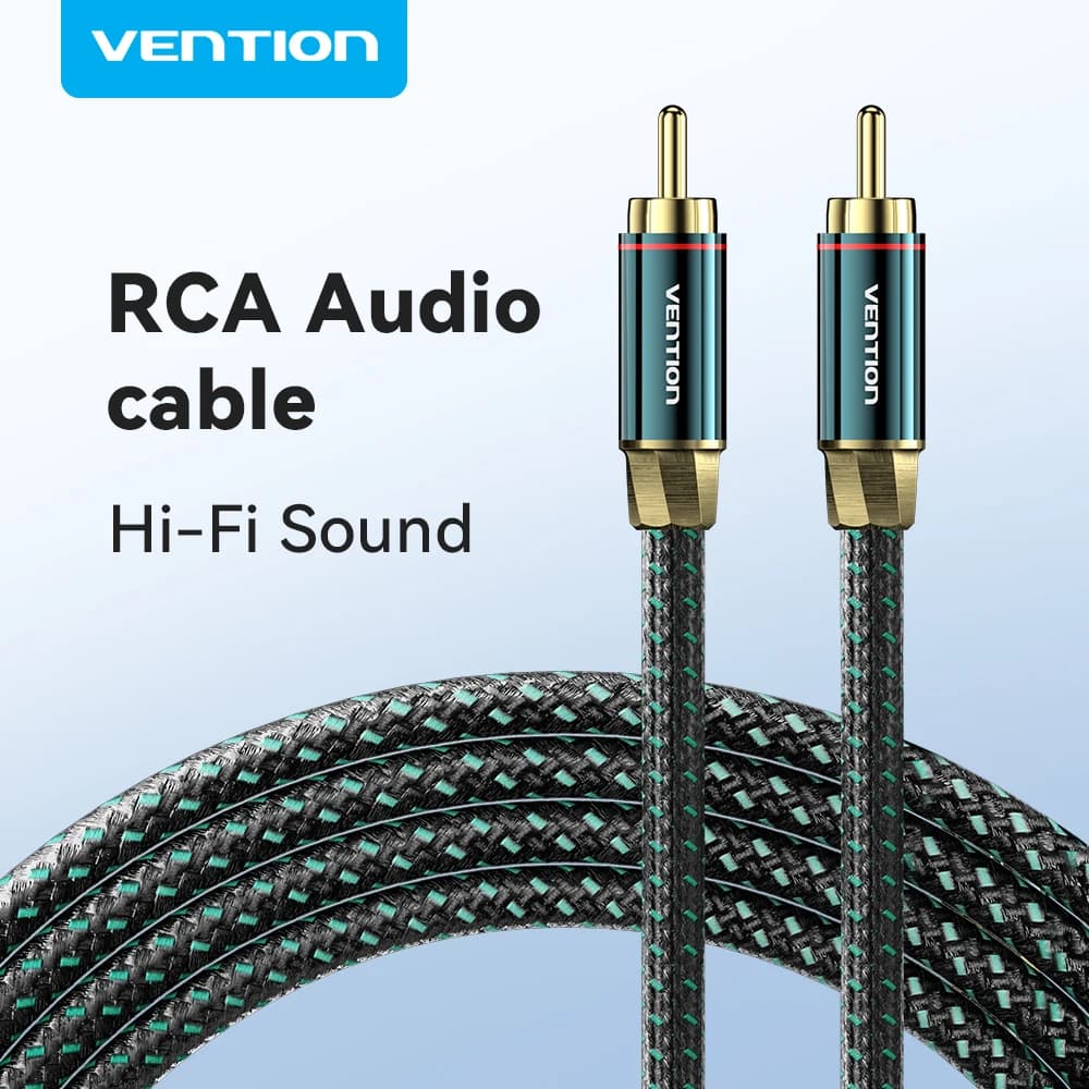 Vention Cavo audio coassiale Hi-Fi 4N Cavo audio coassiale RCA maschio-maschio intrecciato in cotone placcato argento per altoparlante amplificatore TV