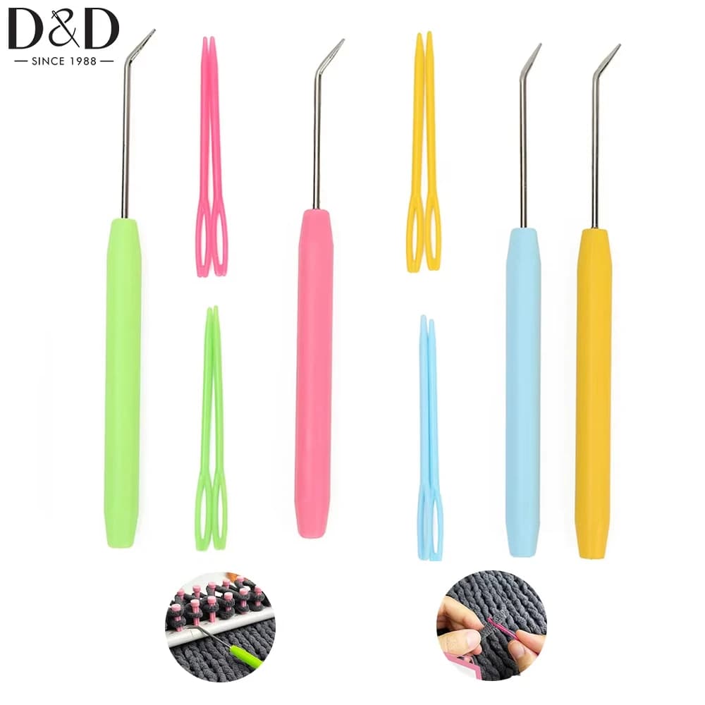 3pcs/set Loom Knit Hook Set Crochet Needle Hook Kit Knitting Loom Hooks Colorful Plastic Sewing Needles for Knitting Sewing Tool