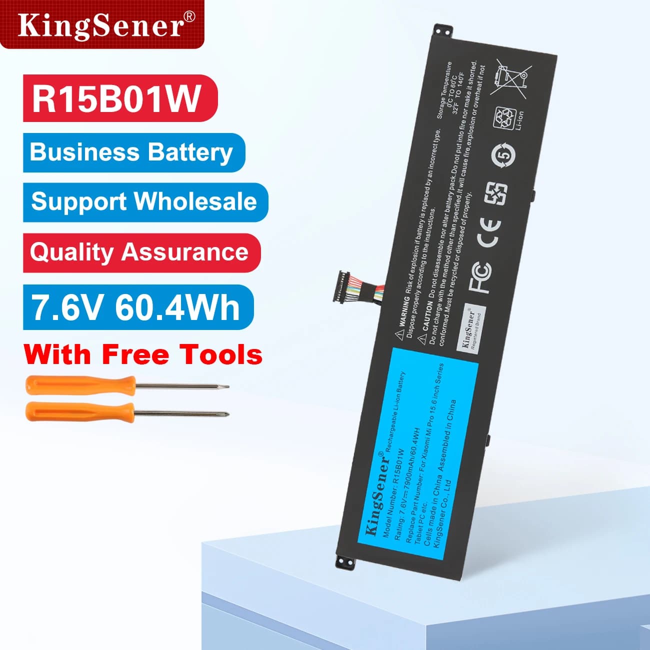 Batteria per laptop KingSener R15B01W per Xiaomi Pro serie TM1701 da 15,6 pollici 171501 -AQ TM1707 Notebook 7900mAh/60.4WH Strumenti gratuiti