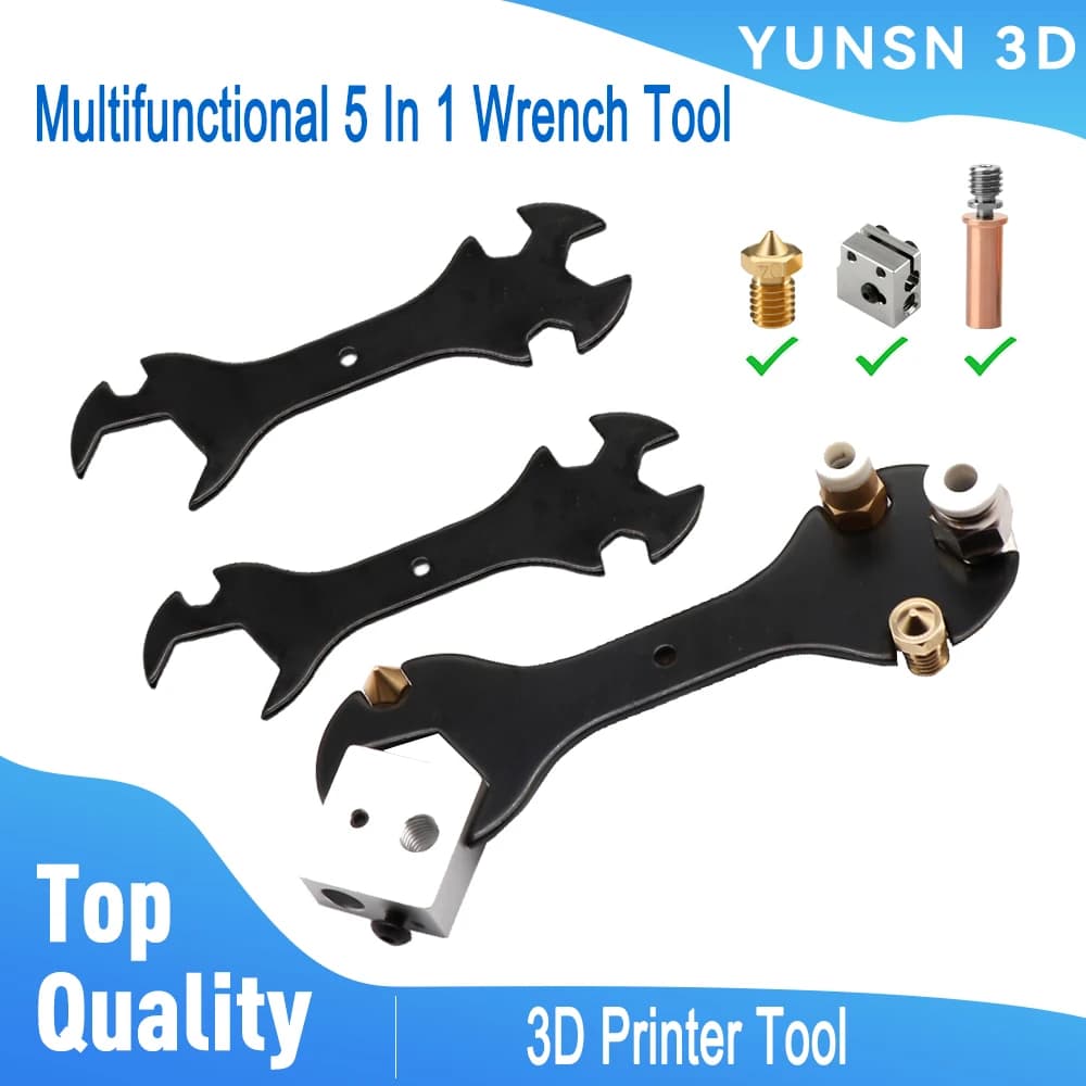Strumento ugello stampante 3D 5in1 dado a vite chiave multifunzione 6/7/8/9/20mm per ugelli K1C mini chiave per gola, strumento blocco riscaldatore