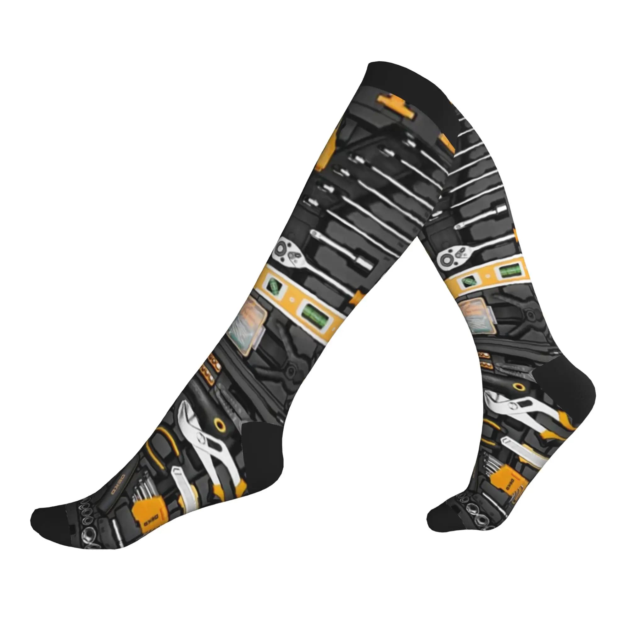 Funny Print Mechanics Large Toolbox Socks for Men Women Stretch Summer Autumn Winter Mechanic Sports Compression Socks