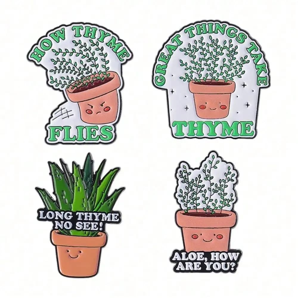 New Creative Outdoor Travel Collection Mountaineering Plants Green Potted Plants Brooch Clothing Accessories Collar Pin Metal Badge Pin