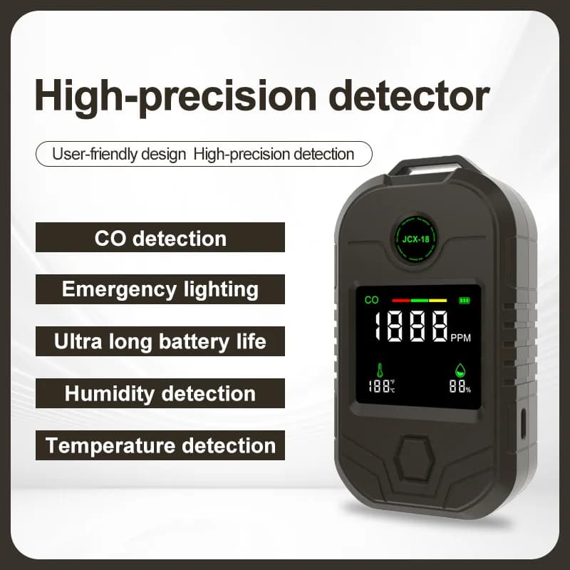 Portable carbon monoxide detector temperature and humidity long battery life CO alarm flashlight four-in-one long battery life