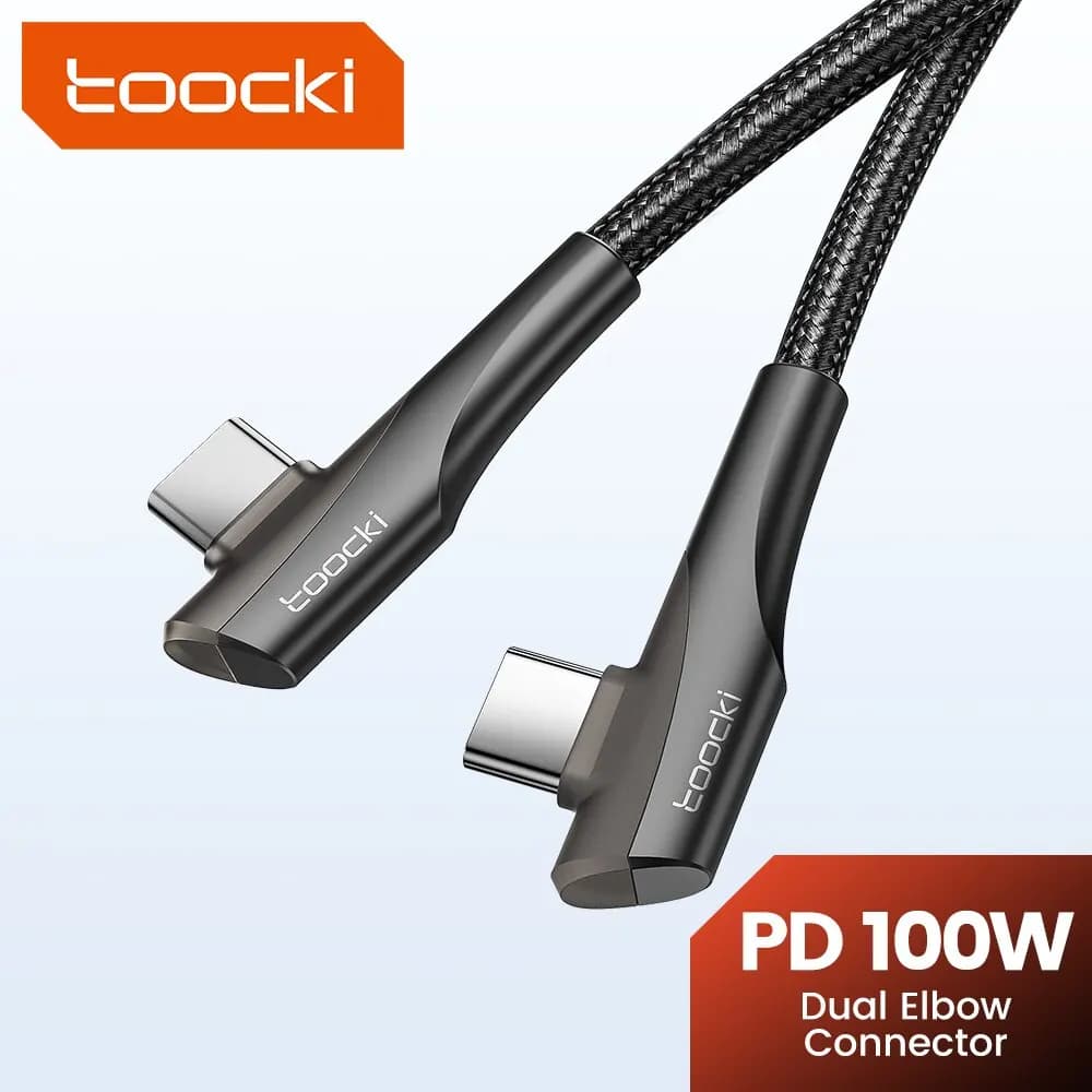 Toocki 60W 100W USB type C cable data double elbow 90 degrees for Huawei Xiaomi Samsung Realme