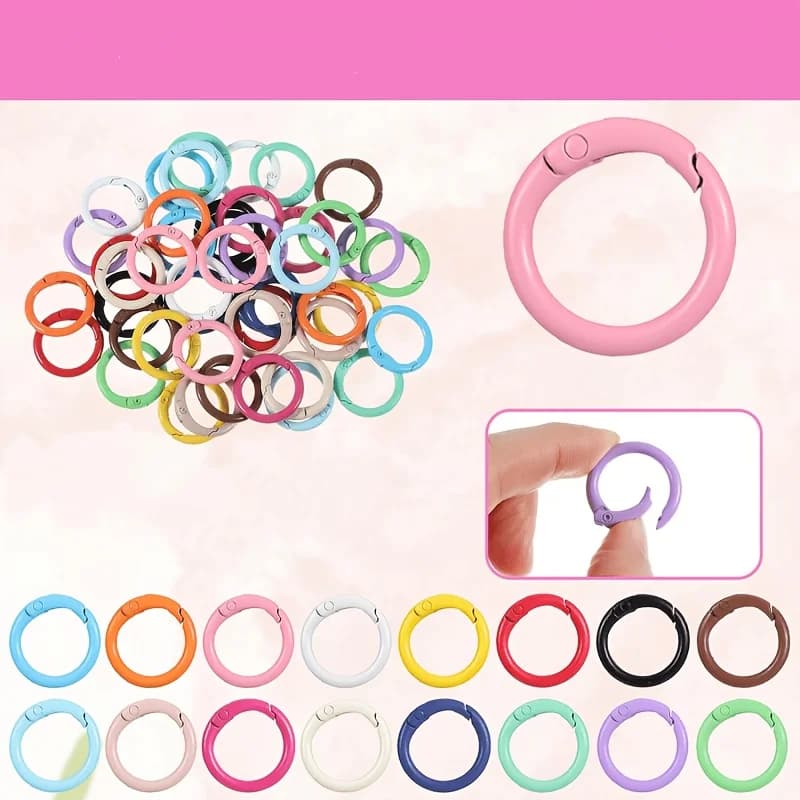 35pcs Colorful 25mm round Spring O-Ring Jewelry-Making Keychain Wholesale Wallet Handbag Accessories DIY Handicrafts Christmas