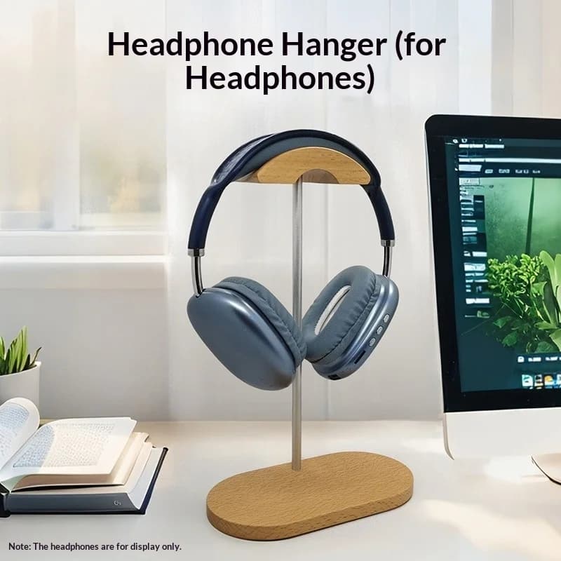Headphone Stand Solid Wood Desktop Storage Aluminum Alloy Hanger Headset Hanger Wooden Esports Headset Display Rack