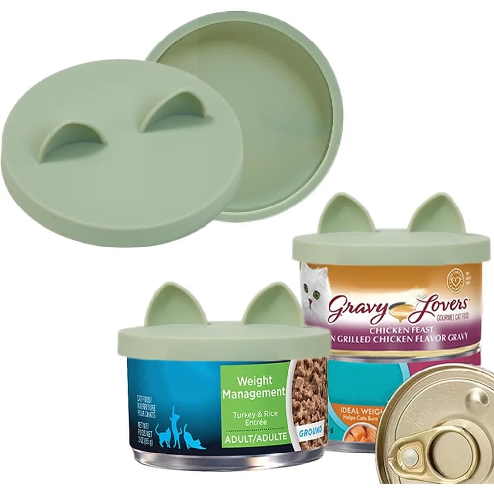 Reusable Silicone Lids for Cat Food Cans Small 3 Ounce Size Perfect for Freshness and Storage Set of 2 Leak Proof Covers for Wet Pet Food Containers Keep Cat Food Fresh in Fridge After Opening Easy to Clean Flexible