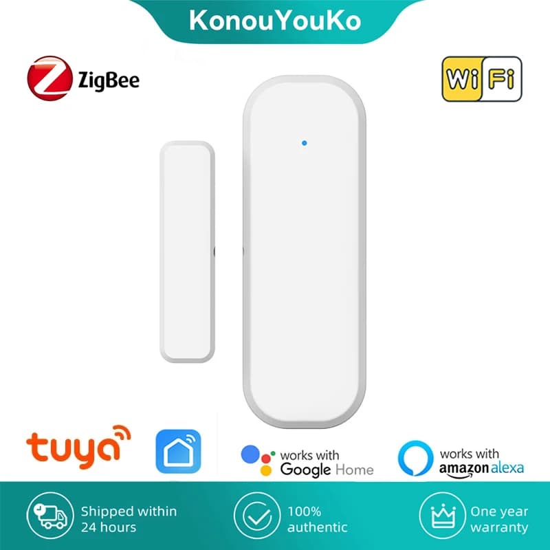 Rilevatore di sensori per porte e finestre Wifi ZigBee App Tuya Smart Life Sistema di allarme di protezione di sicurezza domestica per Alexa Google Assistant