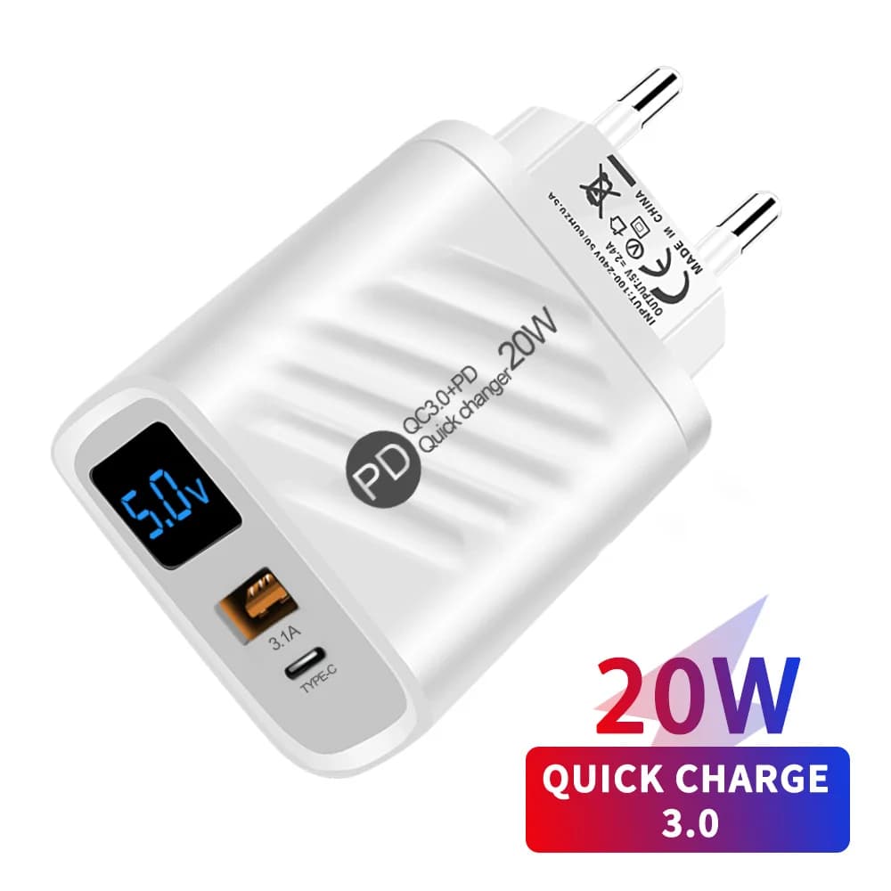 USB Charger Adapter for 20 W Quick Charging Mobile Phone for iPhone 14 Samsung Xiaomi Huawei Adapter for USB Wall Charger Quick Charge 3.0