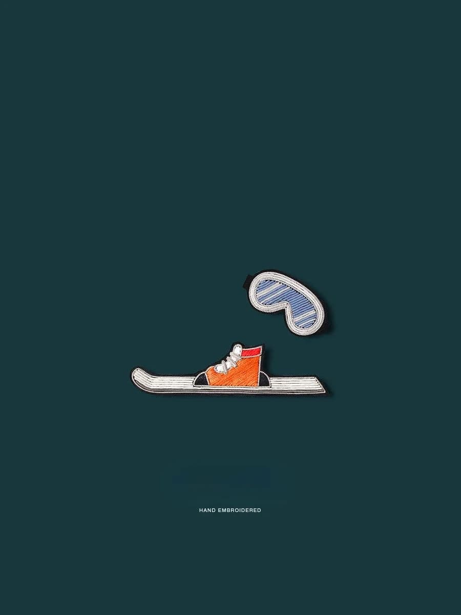 Spilla ricamata a mano, accessorio creativo per snowboard, occhiali da sci, distintivo decorativo per attrezzatura sportiva, spilla di alta gamma