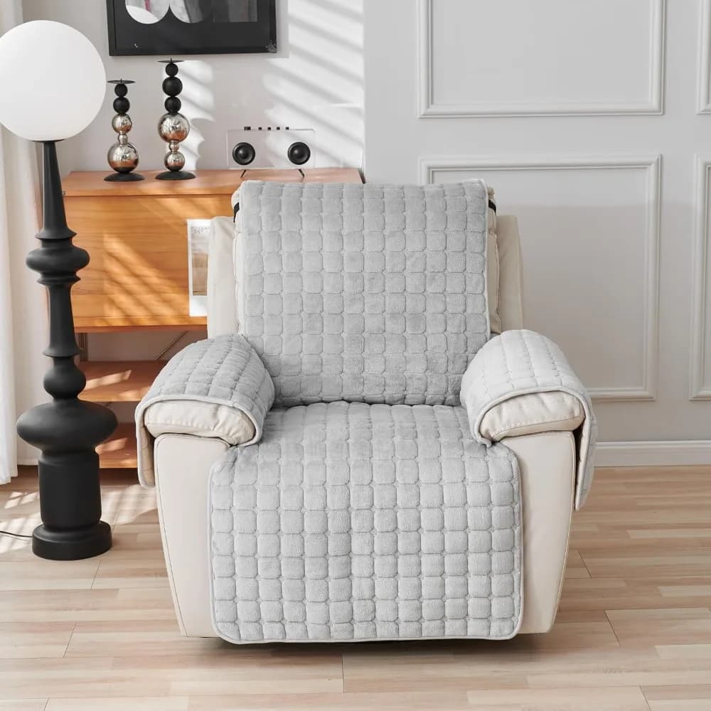 1 seat reclining sofa lining with elastic band One-seater non-slip non-slip wear-resistant lining with pockets on armrests Chair lining