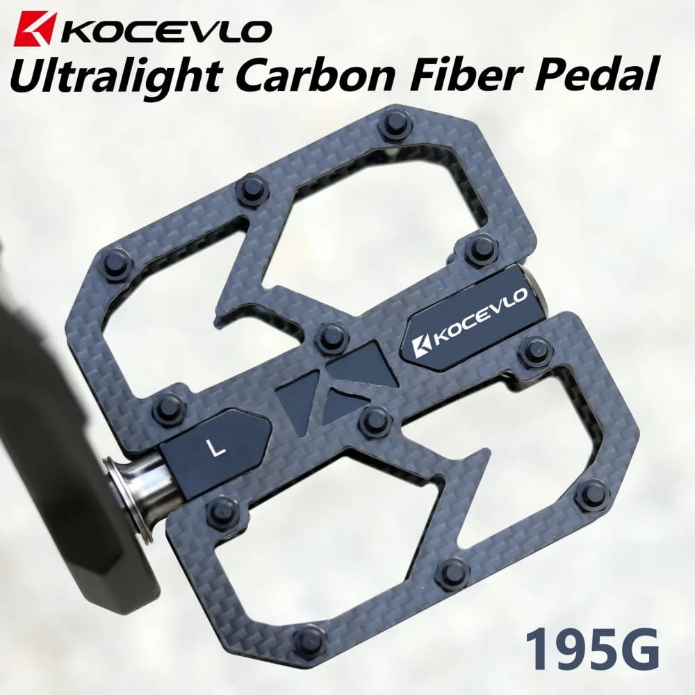 Pedale KOCEVLO in fibra di carbonio ultraleggero 195g MTB albero in titanio 3 cuscinetti pedale bici da strada pedale da corsa antiscivolo