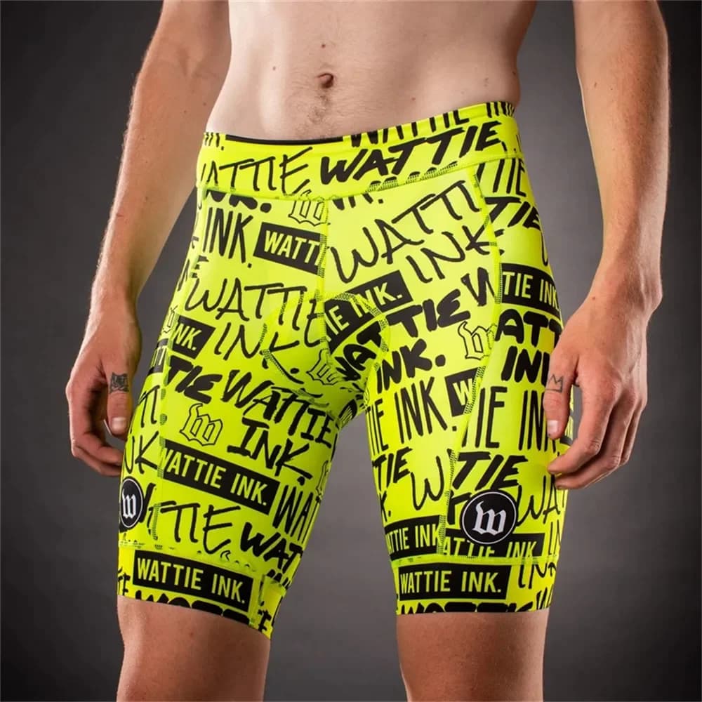 Pantaloni da ciclismo Wattie Ink Professionali per Triathlon e Mountain Bike, Traspiranti con Imbottitura in Gel, Antiurto, Pantaloni Lunghi da Bicicletta