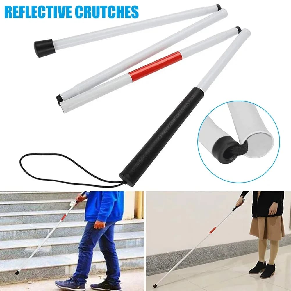 Bastone da passeggio in alluminio con canna cieca pieghevole Bastone da passeggio riflettente con stampella per problemi visivamente Circa 124 cm