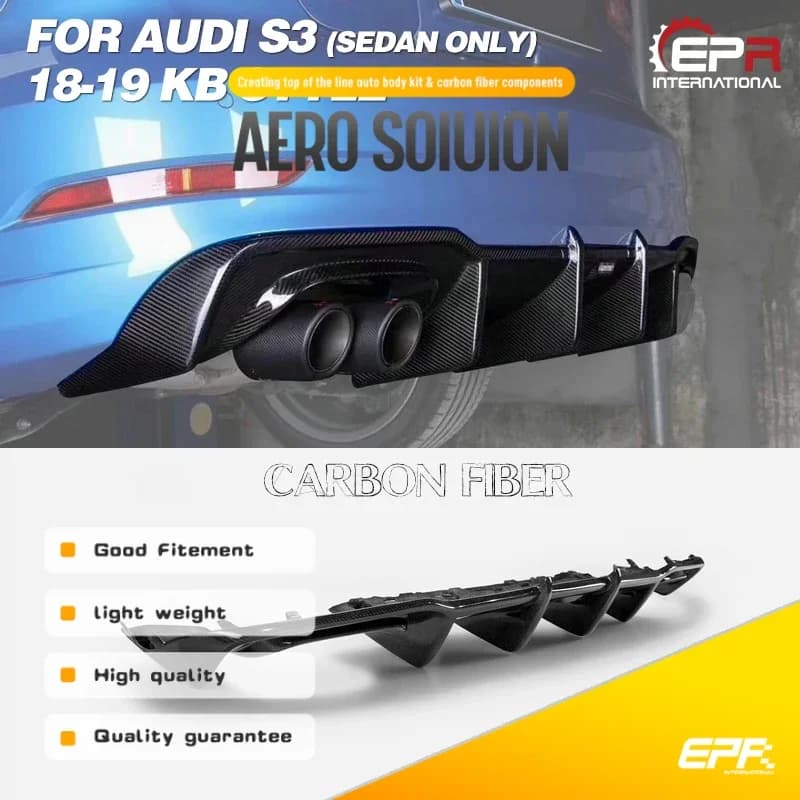 KB Style Rear Diffuser - Exclusive for Audi S3 Sedan (Sedan Only)